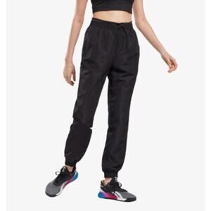 Reebok Womens Athletic Pants Size Large Black Windbreaker Track Jogger